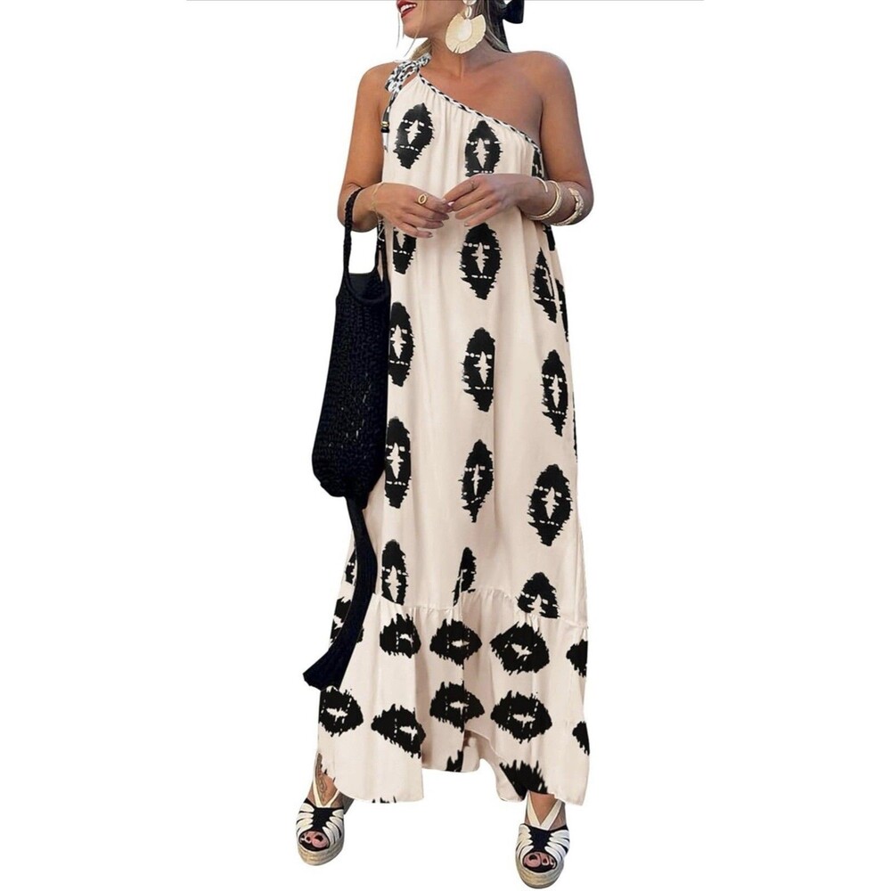 PRETTYGARDEN One Shoulder Asymmetrical Maxi Dress Women's M Summer Party